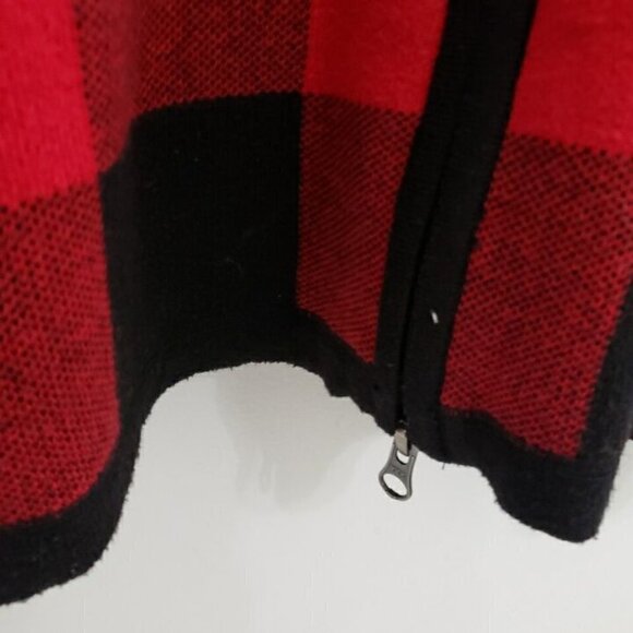 Adrienne Vittadini Red and Black Buffalo Check Full Zip Sweater Women's Sz M - Picture 5 of 7